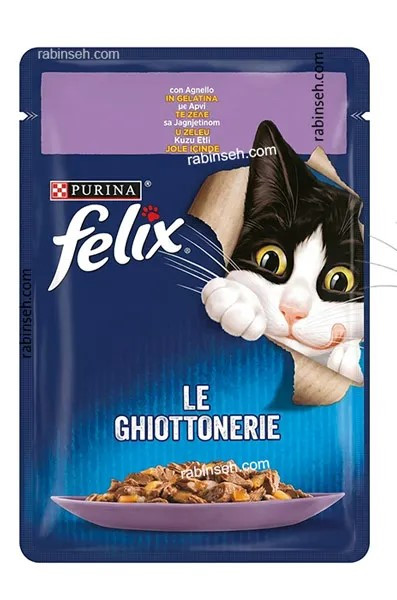 پوچ گربه فلیکس مدل " Felix Le Ghiottonerie" با طعم گوشت بره در ژل و وزن 85 گرم (ترک)